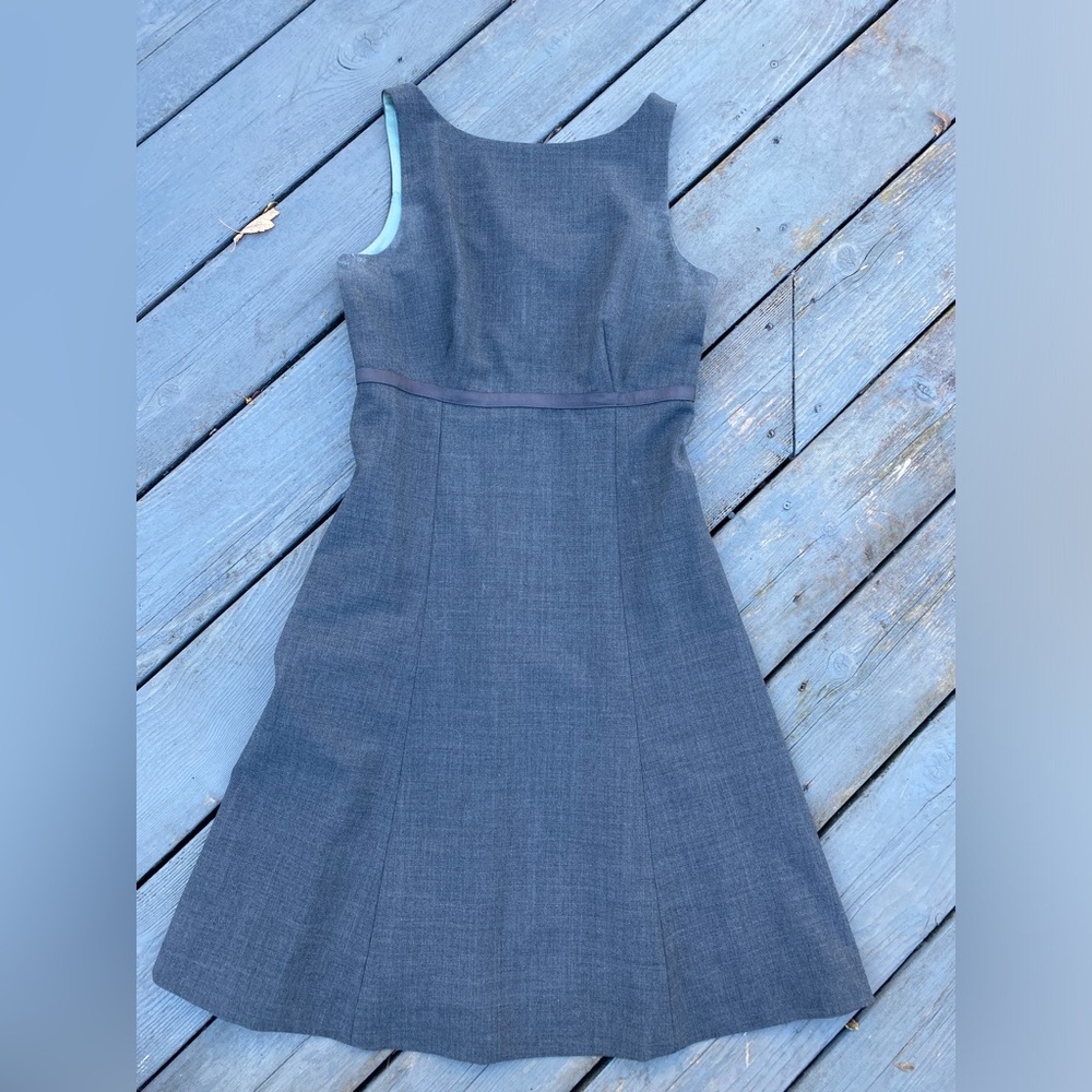 Gap Wool Blend Gray Dress with Blue Satin Lining 4 Grosgrain ribbon
